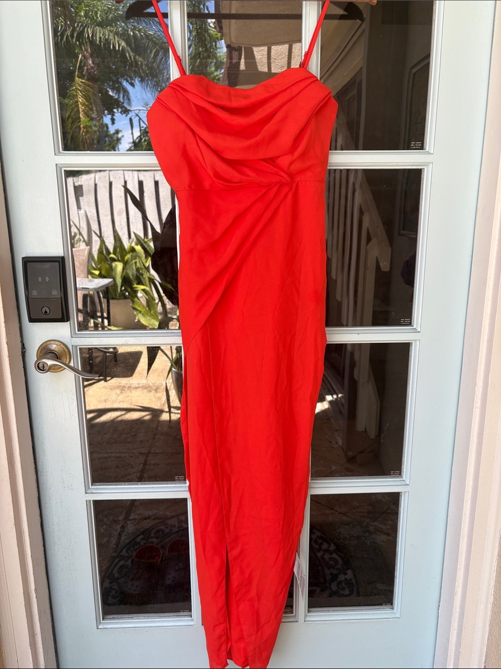 ASOS Red Strappy Maxi Dress with Draped Bust